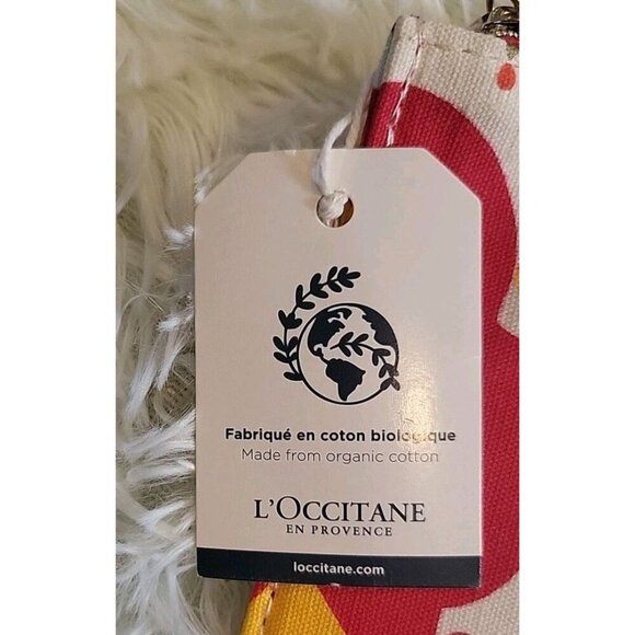 LOccitane En Provence Makeup Bag Recycled Cotton Pouch NEW L'Occitane Red Yellow - Picture 2 of 9